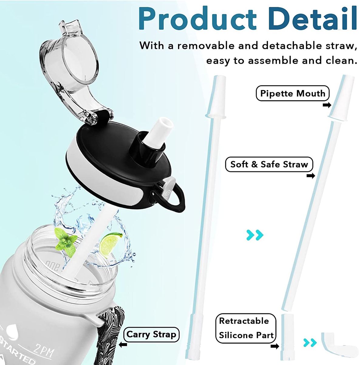 1Liter Water Bottle Motivational Sport Water Bottle Leakproof Drinking Bottles