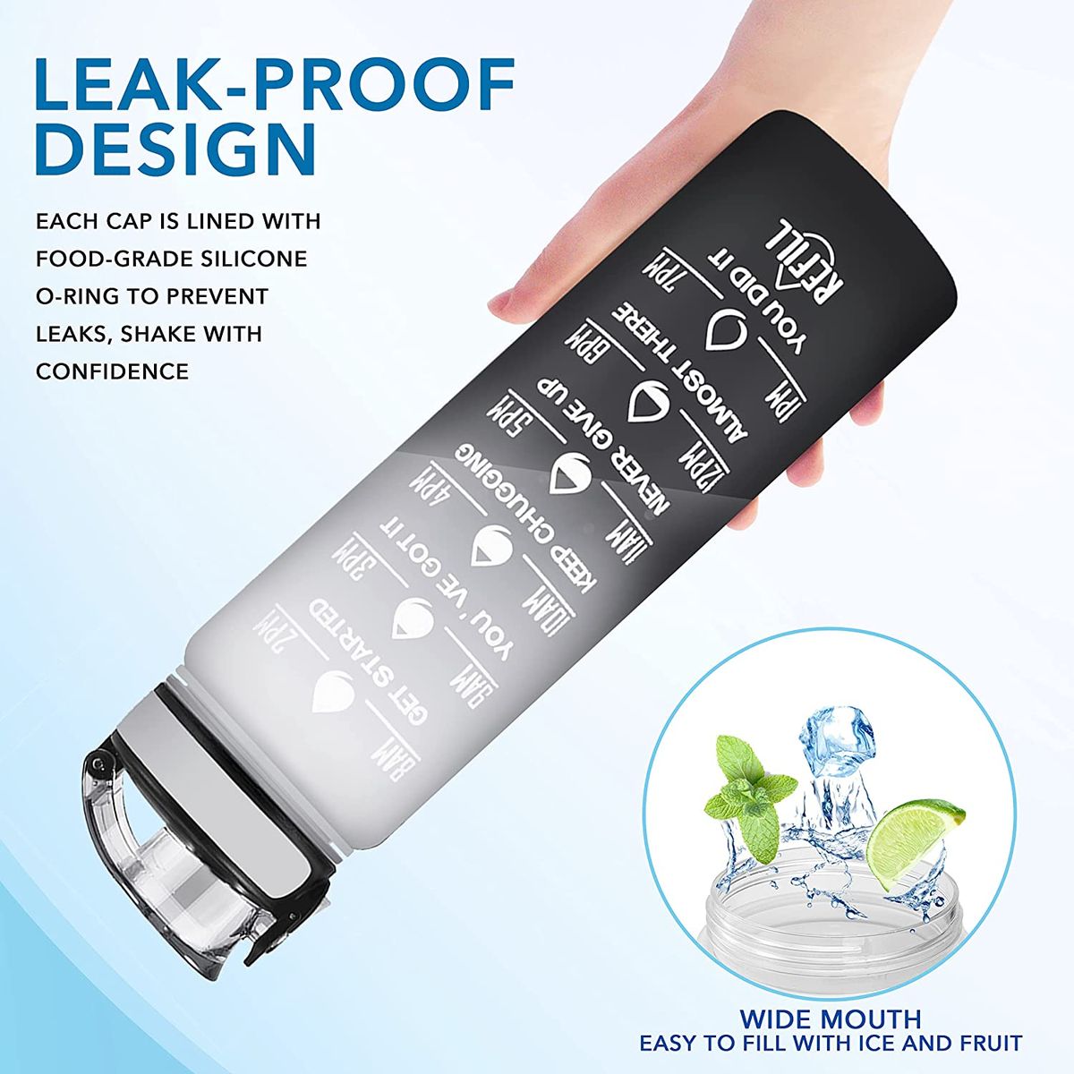 1Liter Water Bottle Motivational Sport Water Bottle Leakproof Drinking Bottles