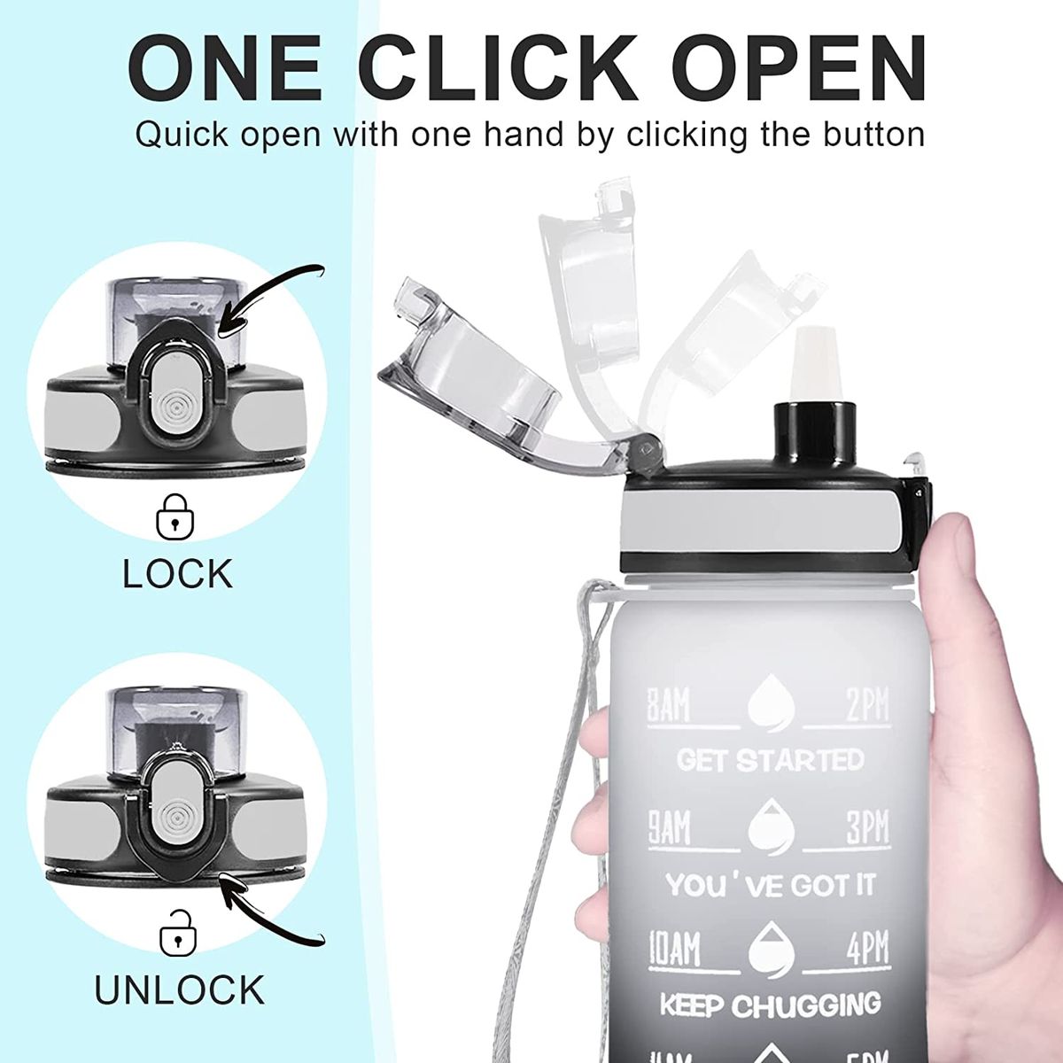 1Liter Water Bottle Motivational Sport Water Bottle Leakproof Drinking Bottles