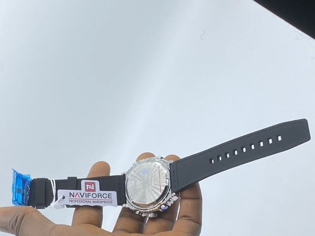 Chronograph Rubber Strap Luminous Black Wrist Watch