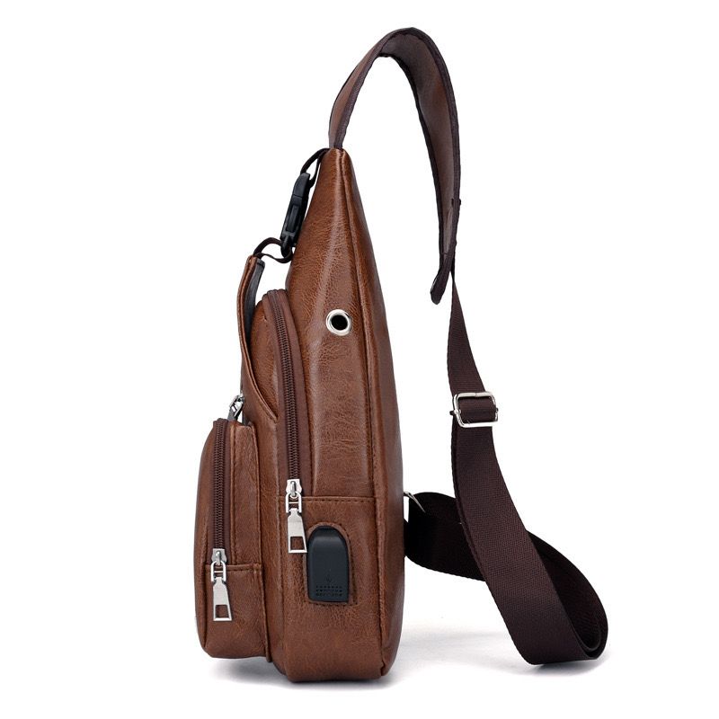 3 Layers PU Leather Crossbody Chest / Shoulder Bag