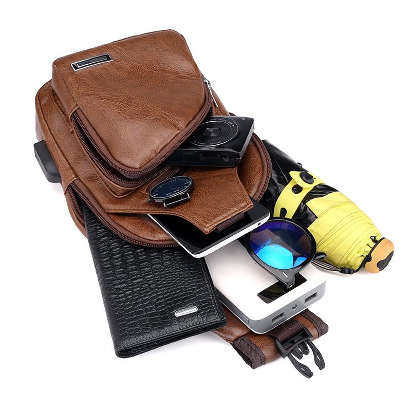 3 Layers PU Leather Crossbody Chest / Shoulder Bag