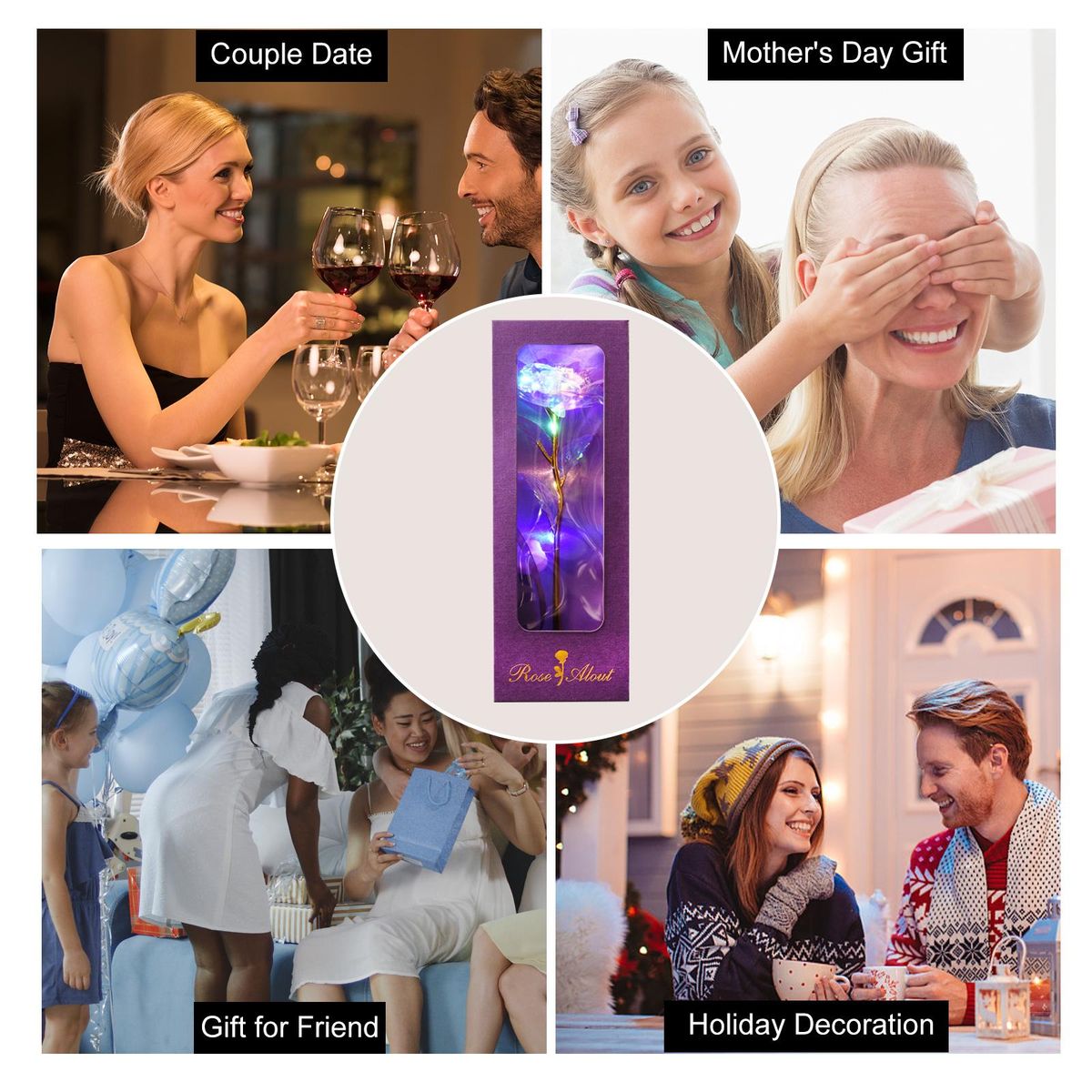 Colorful Galaxy Rose Mother's Day Gifts Golden Foil Roses with LED Lights Gold Roses Gifts for Women's Birthday Valentine's Day