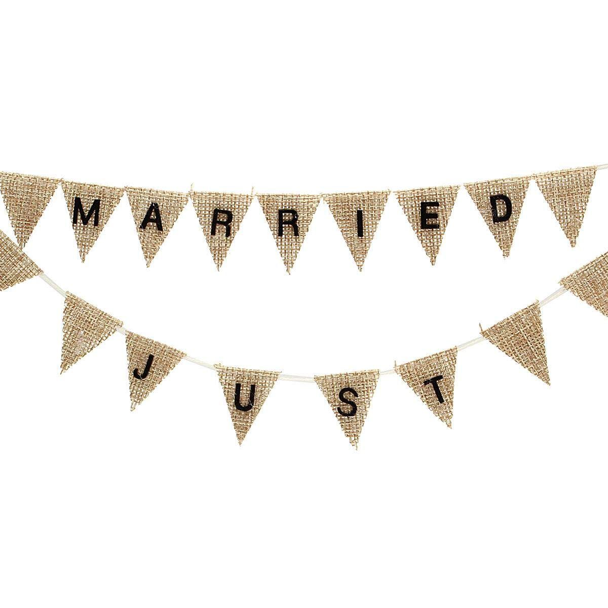 Mr & Mrs Or Just Married Wedding Cake Bunting Toppers - Natural, Ivory Or White#JUST MARRIED Yellow