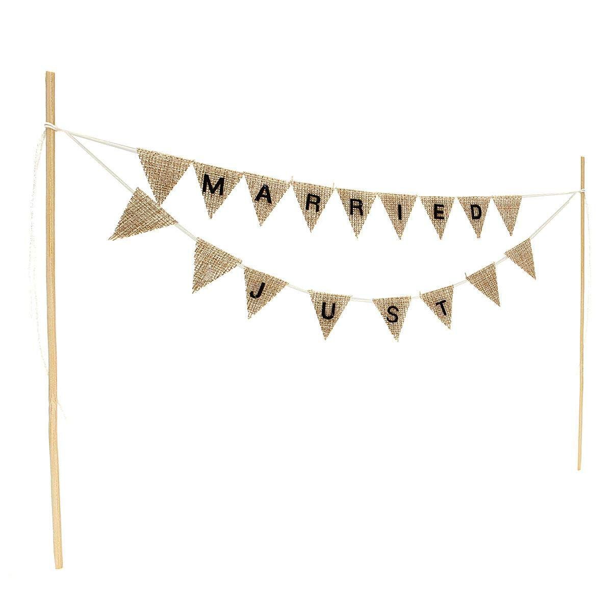 Mr & Mrs Or Just Married Wedding Cake Bunting Toppers - Natural, Ivory Or White#JUST MARRIED Yellow
