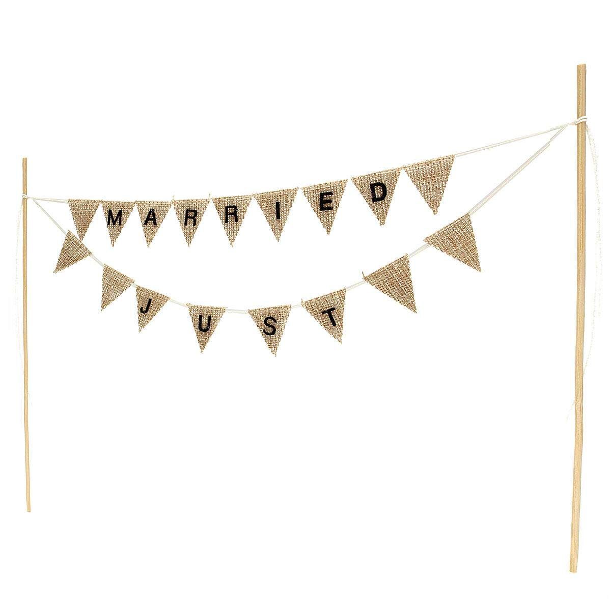 Mr & Mrs Or Just Married Wedding Cake Bunting Toppers - Natural, Ivory Or White#JUST MARRIED Yellow