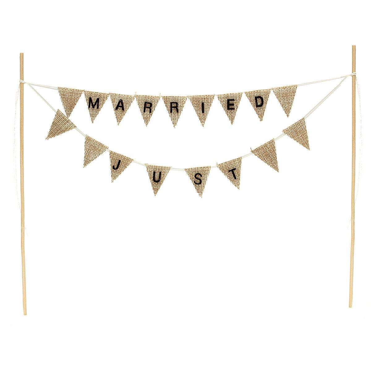 Mr & Mrs Or Just Married Wedding Cake Bunting Toppers - Natural, Ivory Or White#JUST MARRIED Yellow