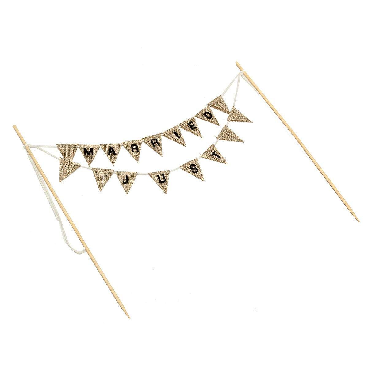 Mr & Mrs Or Just Married Wedding Cake Bunting Toppers - Natural, Ivory Or White#JUST MARRIED Yellow