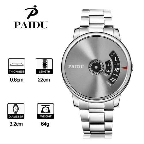 Paidu Men Roating Quartz Fashion Wrist Watch(Color:Silver)