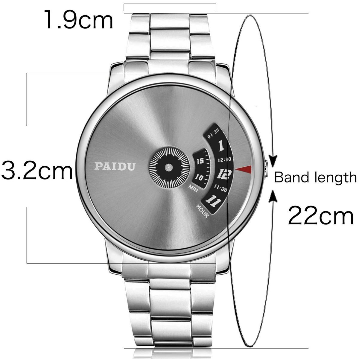Paidu Men Roating Quartz Fashion Wrist Watch(Color:Silver)