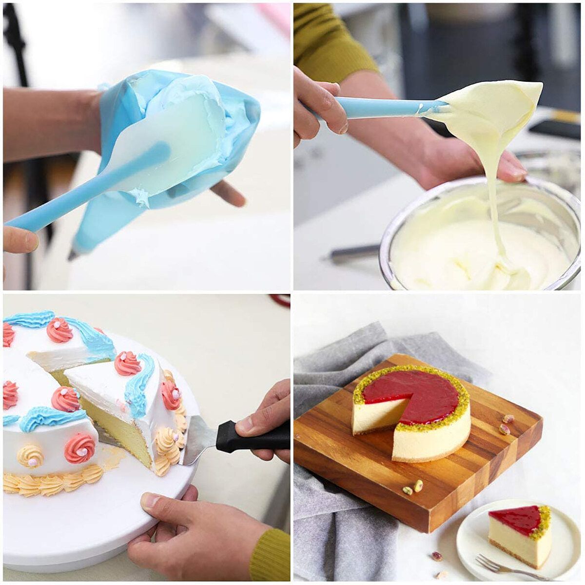182pcs Cake Decorating Turntable Icing Nozzles Pen Spatula Stand Tools Set