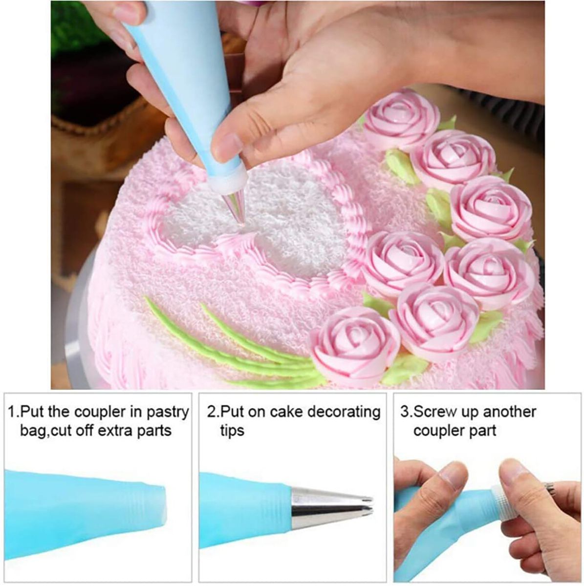 182pcs Cake Decorating Turntable Icing Nozzles Pen Spatula Stand Tools Set