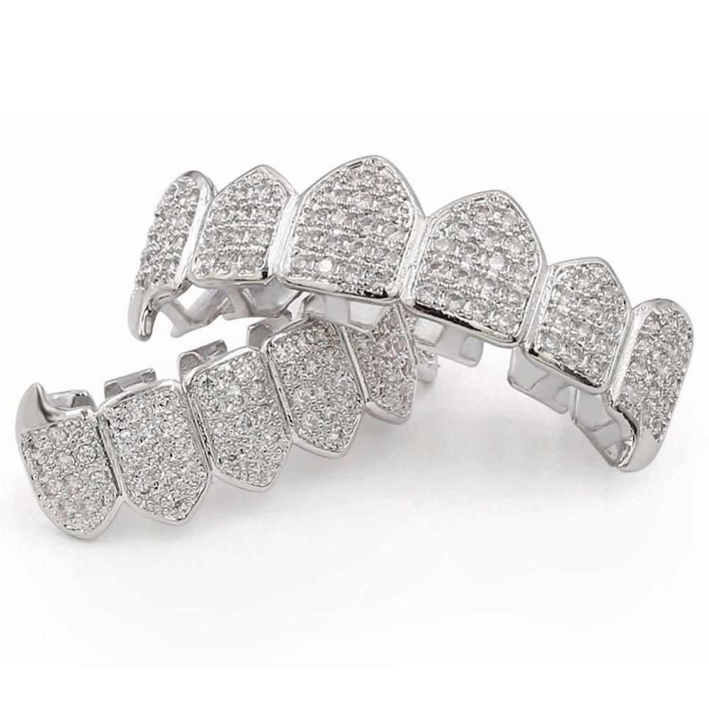 Silver Plated Top & Bottom Mouth Teeth Grills High Quality Silver