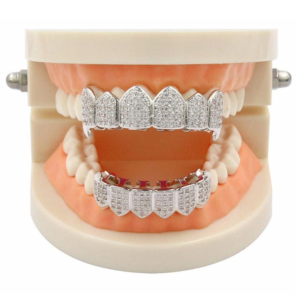 Silver Plated Top & Bottom Mouth Teeth Grills High Quality Silver