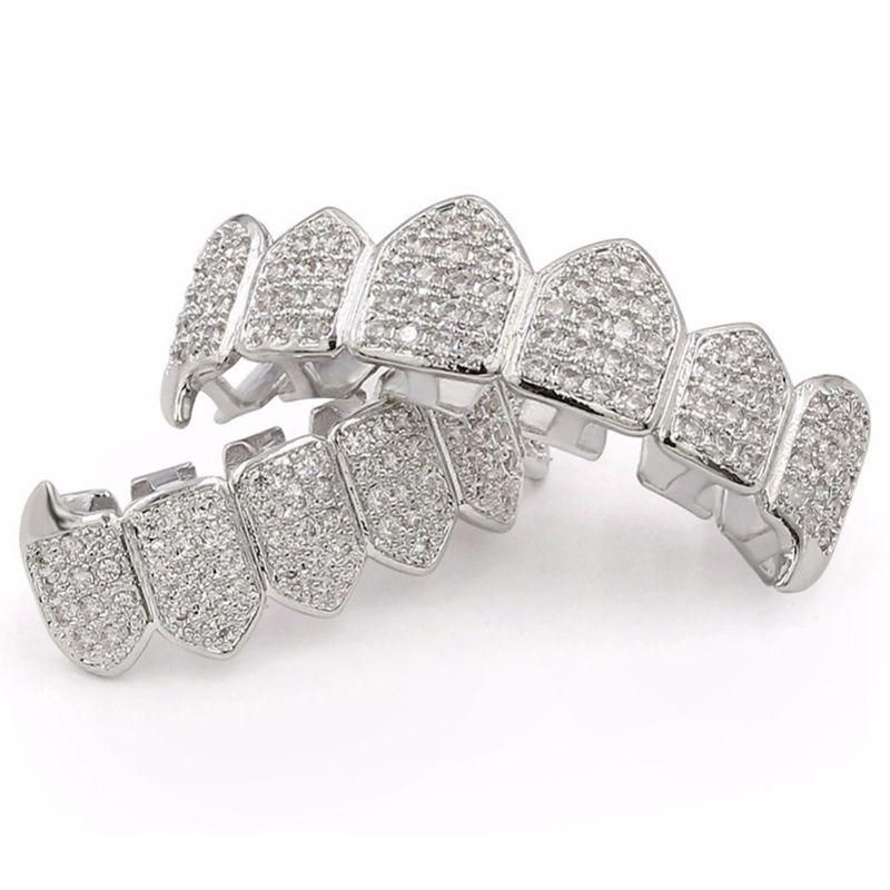 Silver Plated Top & Bottom Mouth Teeth Grills High Quality Silver
