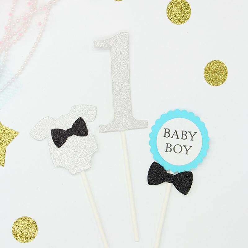 Happy Birthday Party Baby Boy Baby Girl First Year Birthday Insert Cards With Plasticstick Decorations Lovely Cute Gifts Boys