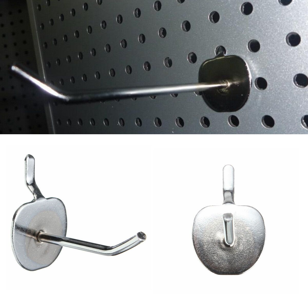 25x 2" Single Pegboard Slatwall Hooks Display Shop Prong Hanger Plate