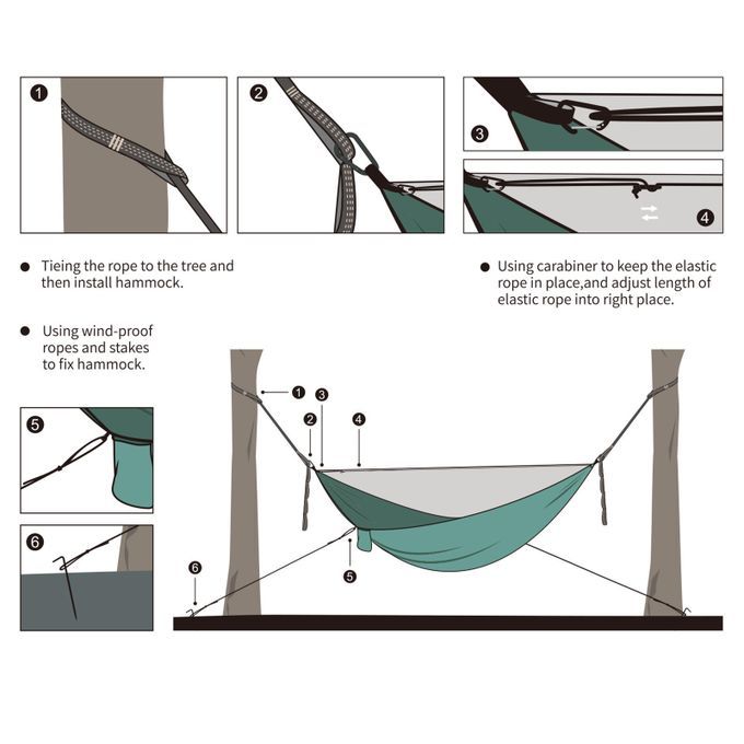 Camping Hammock With  Net Netting Hanging Sleep Bed Green
