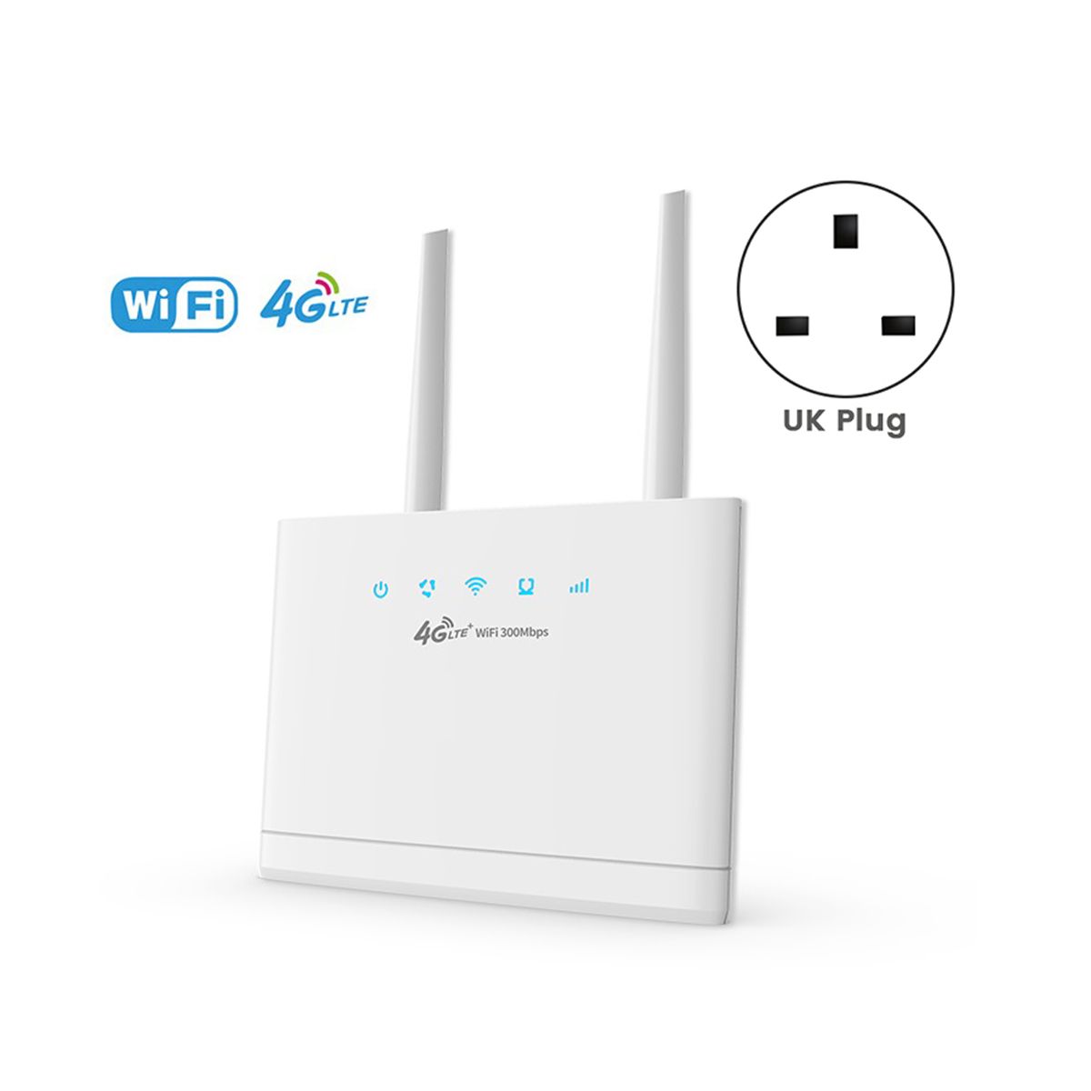 4G LTE Wifi Router SIM Card 300Mbps Wireless WiFi Router Home Hotspot Support 4G to LAN Port 16 WiFi Users-UK Plug