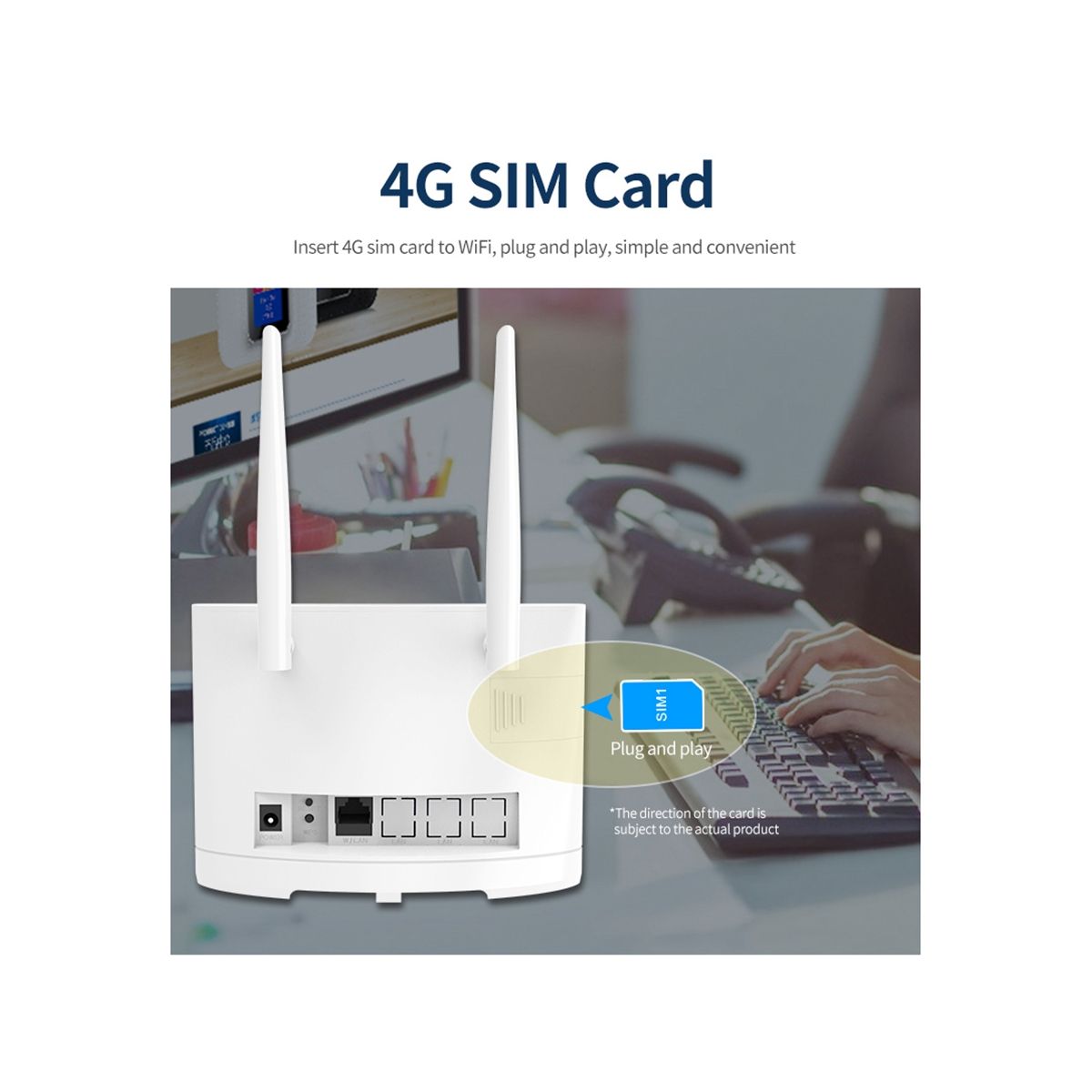 4G LTE Wifi Router SIM Card 300Mbps Wireless WiFi Router Home Hotspot Support 4G to LAN Port 16 WiFi Users-UK Plug