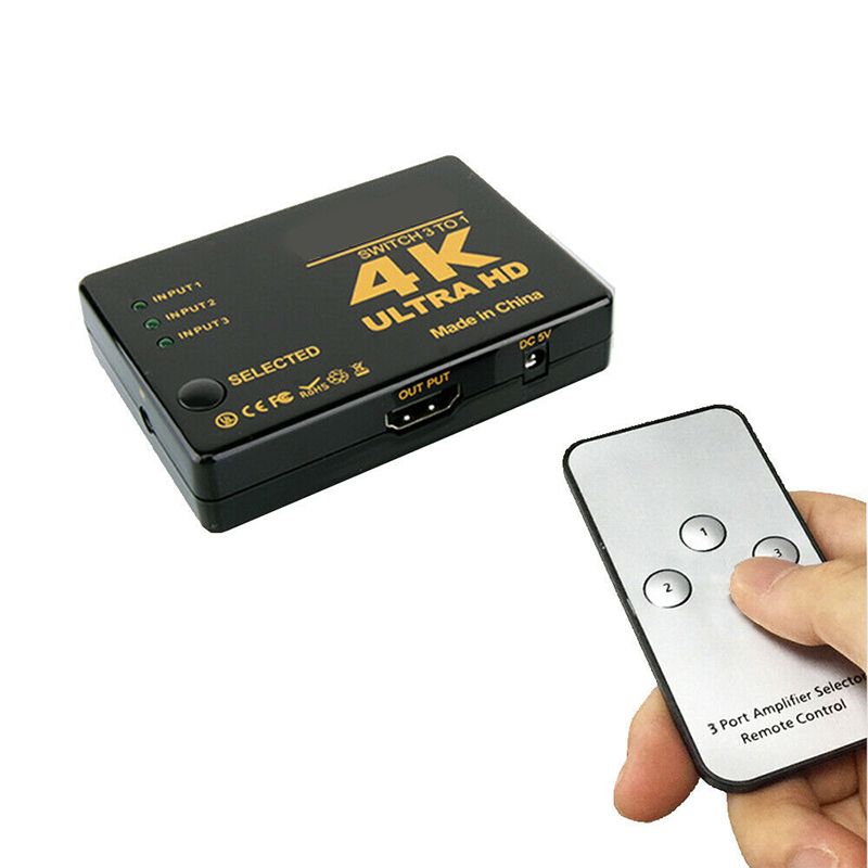 Splitter Switch Switcher Hub Box Adapter HDTV Ultra HD 4K 60Hz