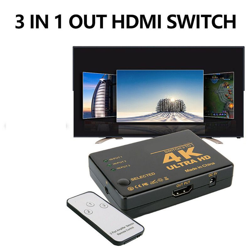 Splitter Switch Switcher Hub Box Adapter HDTV Ultra HD 4K 60Hz