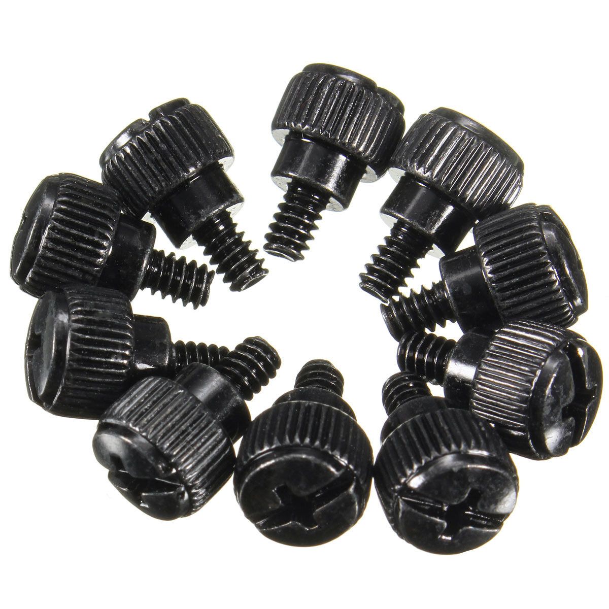 10Pcs Desktop Computer PC Case Thumbscrews Thread 6-32 Thumb Screws Metal Tool (Black)