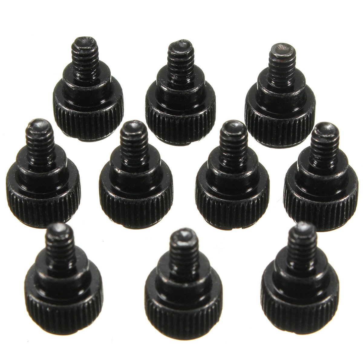10Pcs Desktop Computer PC Case Thumbscrews Thread 6-32 Thumb Screws Metal Tool (Black)