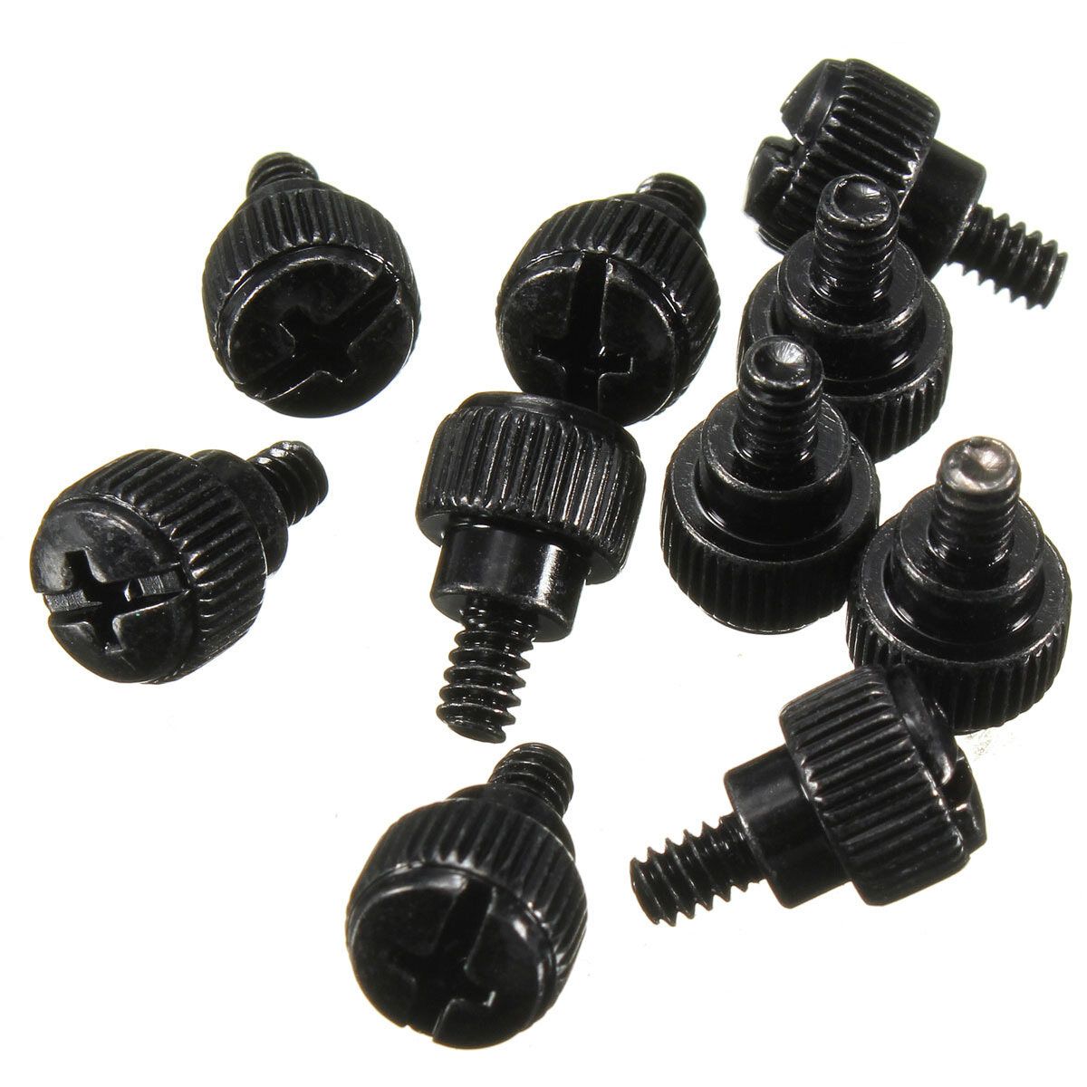 10Pcs Desktop Computer PC Case Thumbscrews Thread 6-32 Thumb Screws Metal Tool (Black)