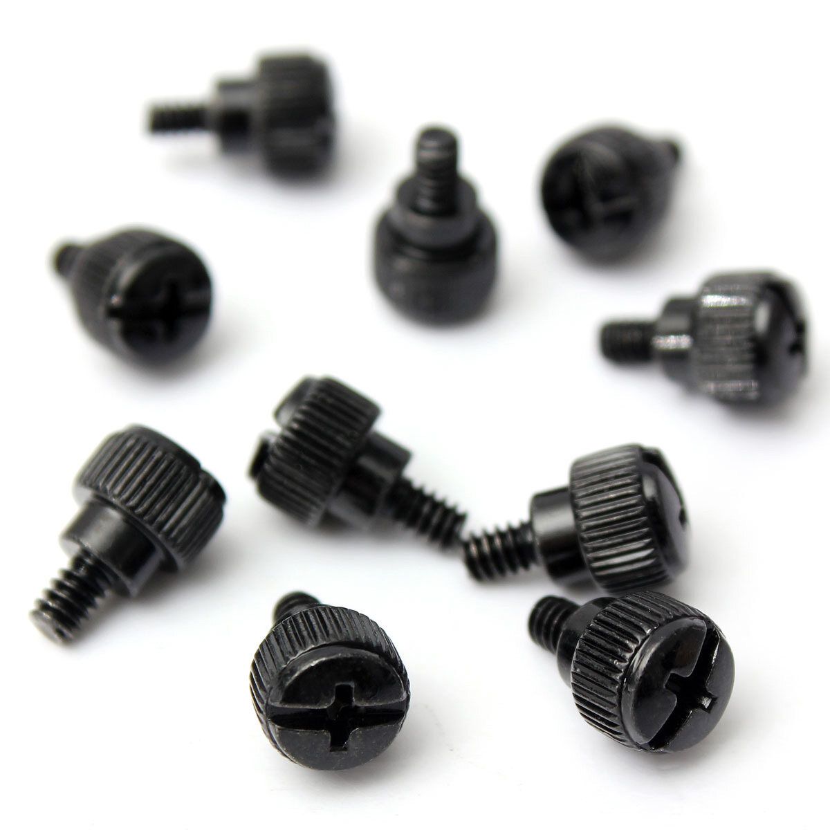 10Pcs Desktop Computer PC Case Thumbscrews Thread 6-32 Thumb Screws Metal Tool (Black)