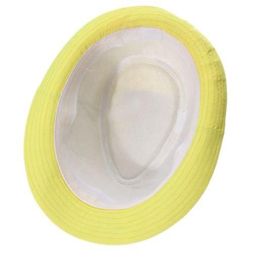 Unisex Ladies Mens PANAMA Hat Beach Jazz , Yellow - Unisex