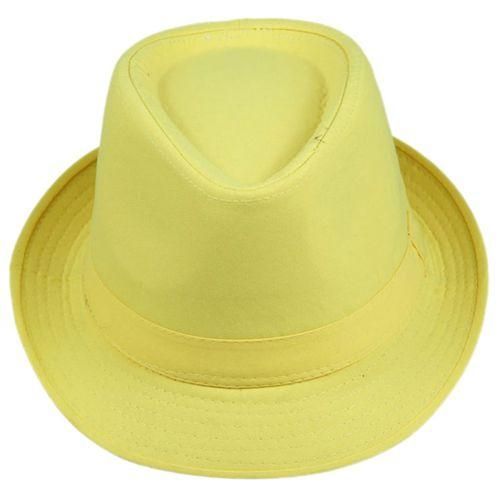 Unisex Ladies Mens PANAMA Hat Beach Jazz , Yellow - Unisex