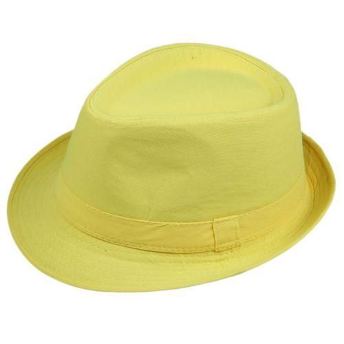 Unisex Ladies Mens PANAMA Hat Beach Jazz , Yellow - Unisex