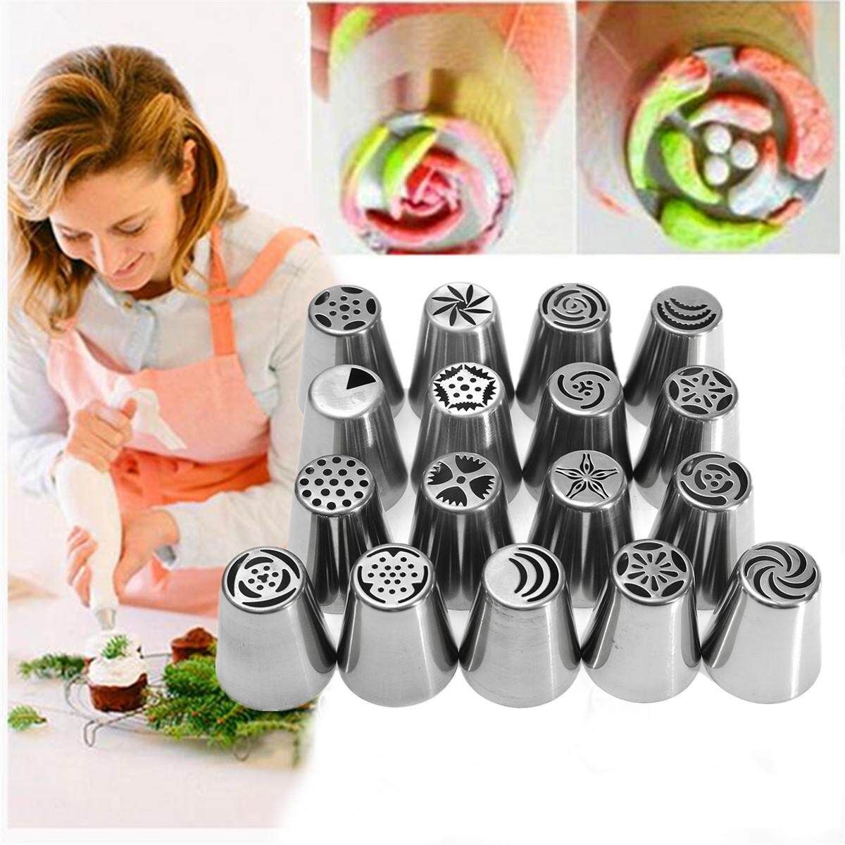 17pcs/set Cake Icing Piping Nozzle Tips Cupcake Fondant Craft Pastry Decorating