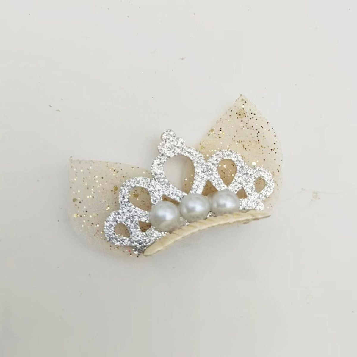 Dog Hair Clip Cute Pet Dogs Crown Shape Hair Pins Beige