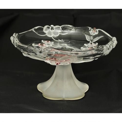 Vintage Frosted Glass Display With Flower Pattern