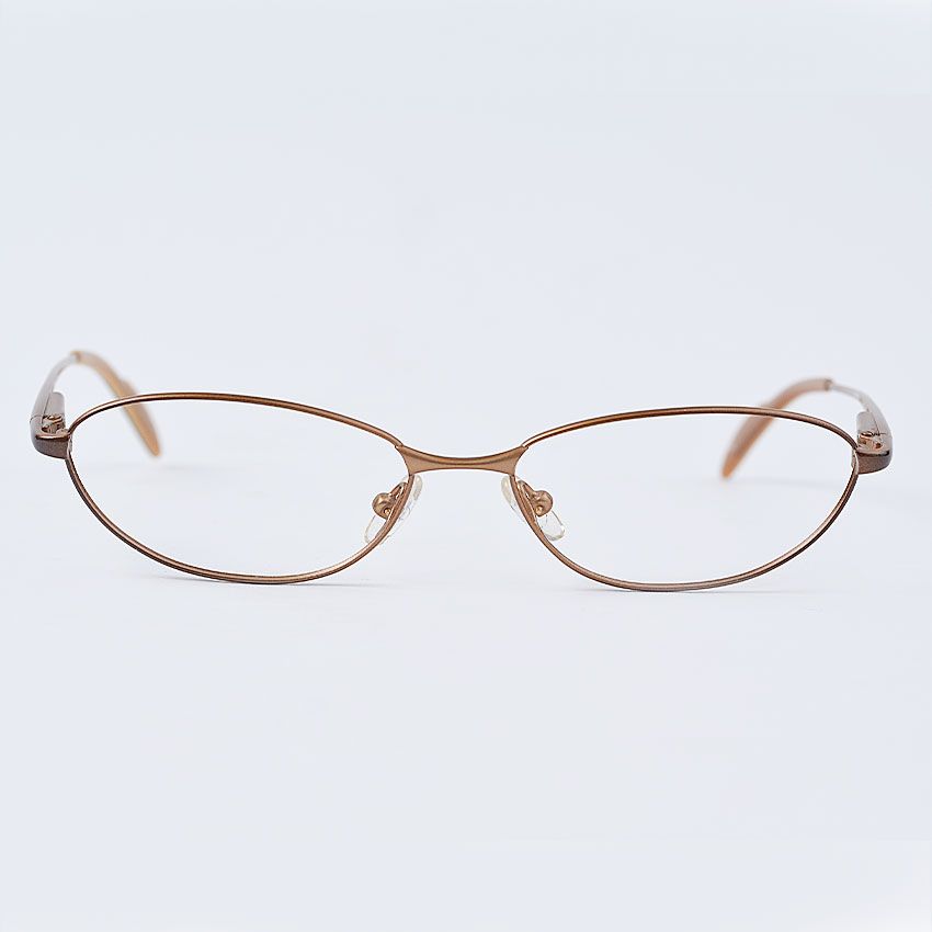 Optical Lenseless Eyewear Oval, Metal Full Rim Frame - Brown