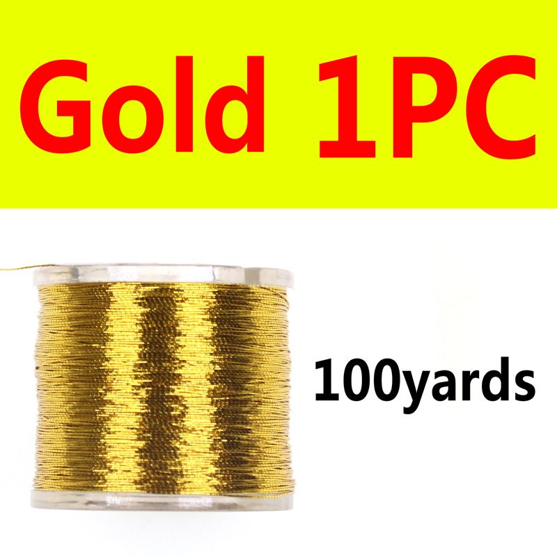 Wifreo 100 Yards/spool Metallic Guide Rod Building Wrapping Fishing Line Thread Strong Nylon Fibers Nymph Midge Jig Hook Tying Gold 1PC