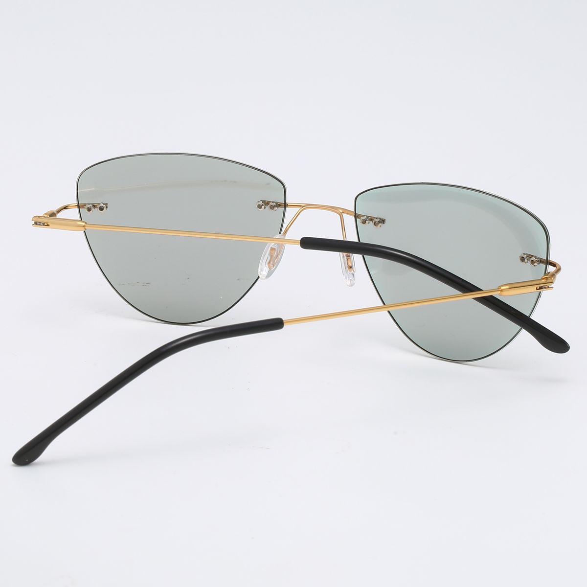 Rimless Photochromic Sunglasses Triangle Slim Metal Frame