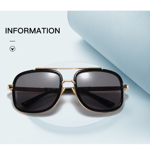 Black Men's Travel Metal Sunglasses UV400 Protection