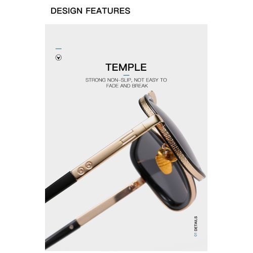 Black Men's Travel Metal Sunglasses UV400 Protection