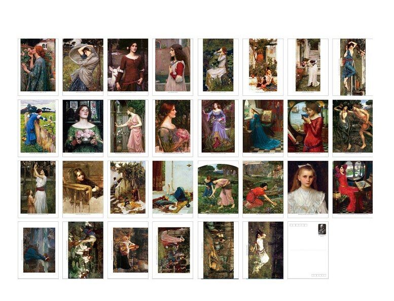 30 Pcs Set William Waterhouse Oil Painting Postcard INS