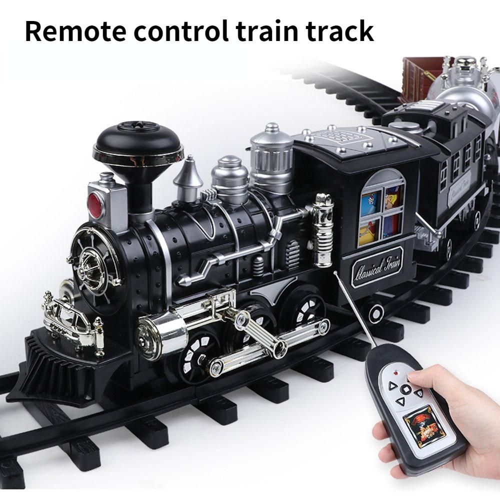 Classical Electric Train TraSteam Freight Train Railways Water Steam Simulation Model Children's Toy Boy