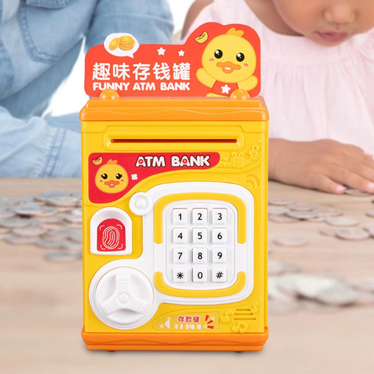 Electronic Piggy Bank, Safe , Automatic Money Yellow