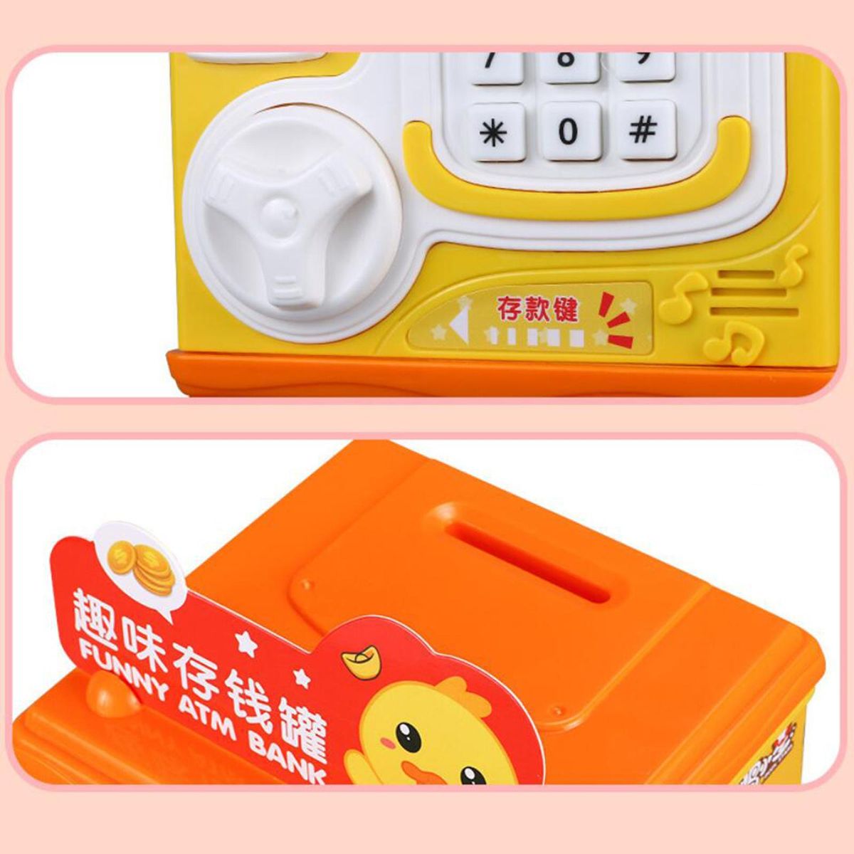 Electronic Piggy Bank, Safe , Automatic Money Yellow