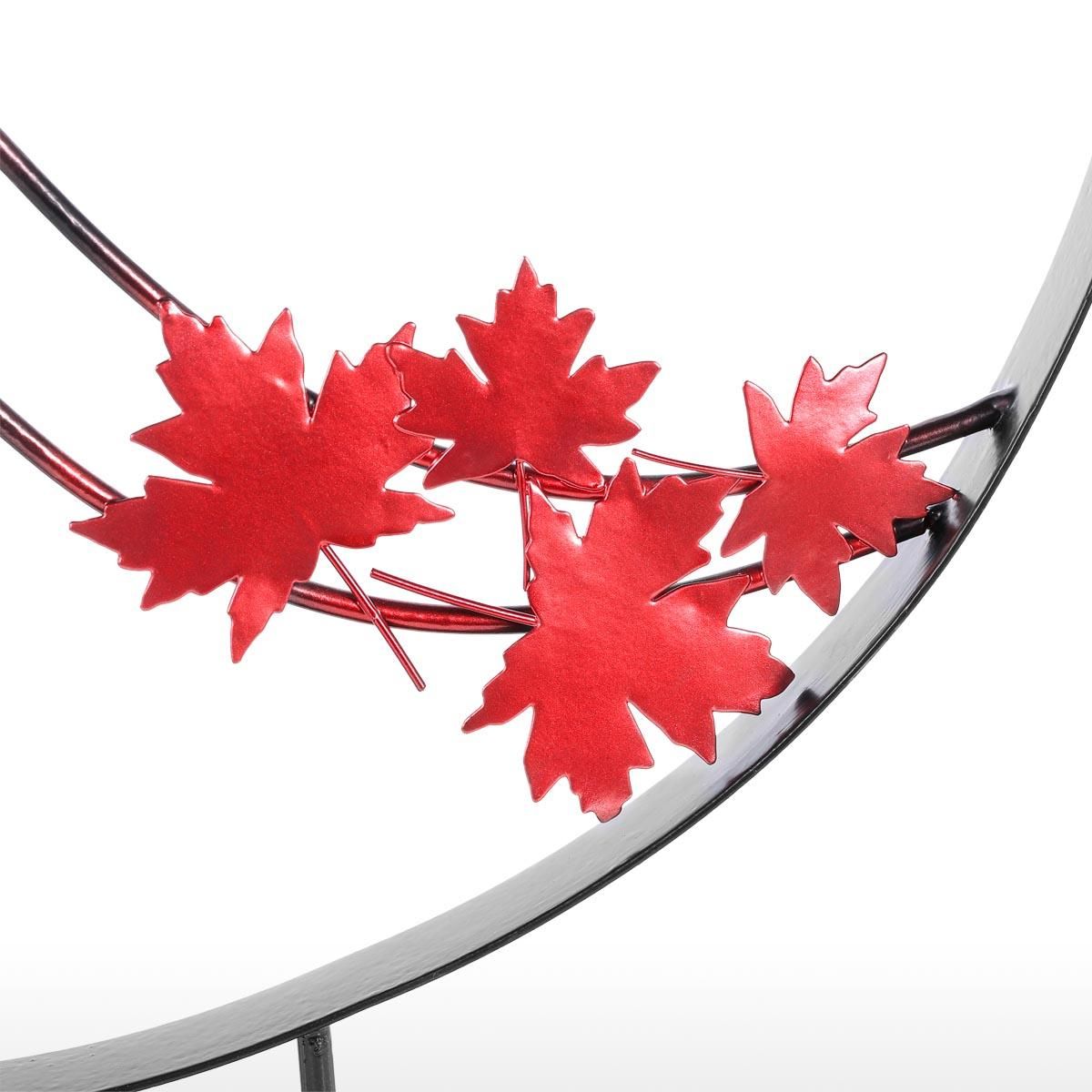 Maple Leaf Ornament Iron Sculpture Abstract Sculpture Modern Sculpture Iron Circle Home Decor Modern and Concise Artwork