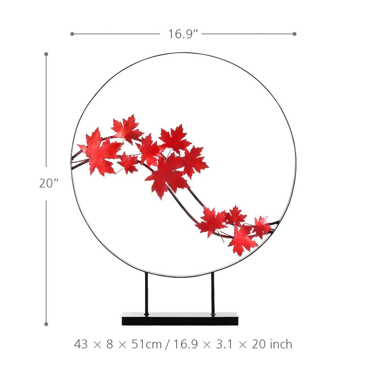 Maple Leaf Ornament Iron Sculpture Abstract Sculpture Modern Sculpture Iron Circle Home Decor Modern and Concise Artwork