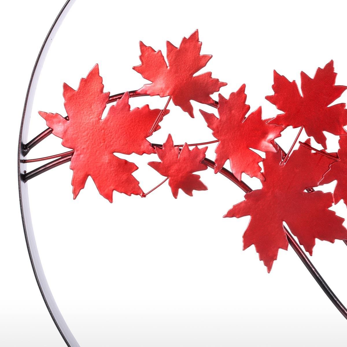 Maple Leaf Ornament Iron Sculpture Abstract Sculpture Modern Sculpture Iron Circle Home Decor Modern and Concise Artwork