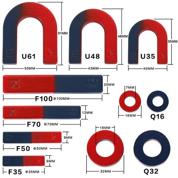 9Pcs Kid U/Bar/Ring Physics Science Experiment Magnet-