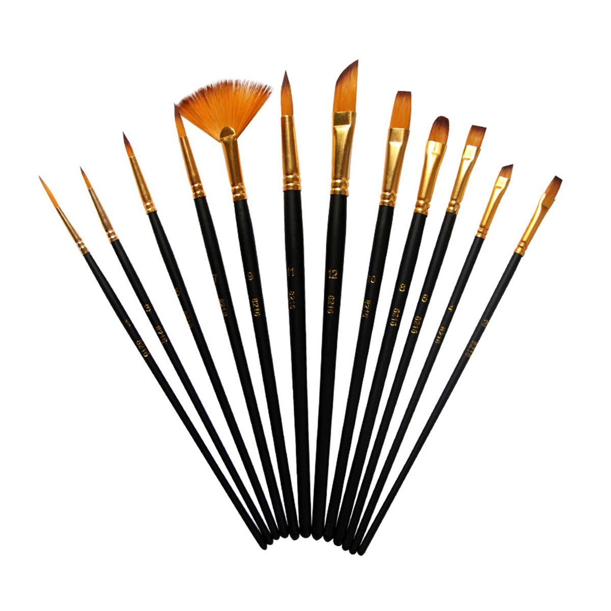 12pcs Paint Brushes Set Kit Artist Paintbrush Multiple